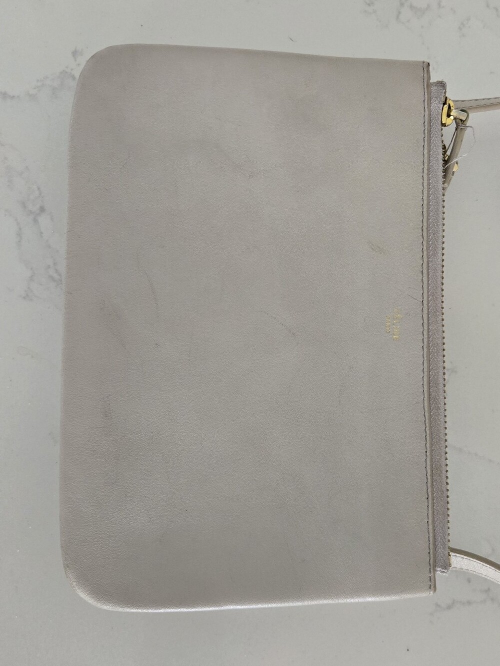 Celine Trio Beige Leather Crossbody Shoulder Bag Khaki Tan Gold Hardware - Picture 5 of 13